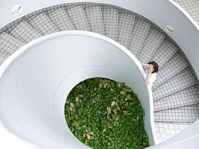 woman standing on stairs covering her face thumbnail
