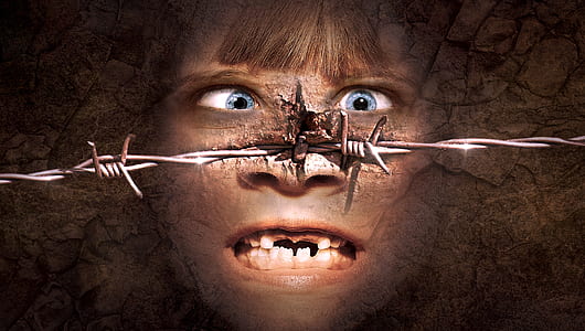 person's face and gray barb wire thumbnail