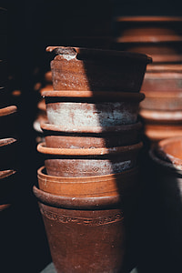 stock pile of brown clay vases thumbnail