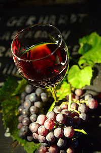clear glass long stem wine glass with grapes thumbnail