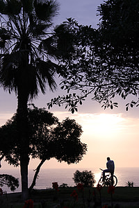 man standing next to bike near tree thumbnail