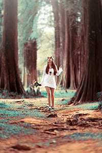 fashion, woman, walking, flowers thumbnail