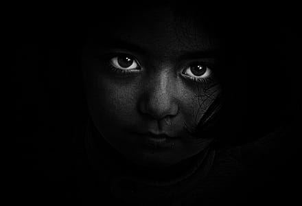 Grayscale Photography of Girl's Face thumbnail