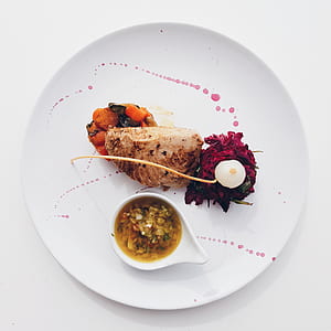 fried meat serve on ceramic plate thumbnail