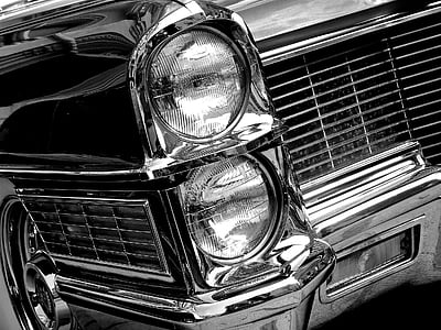 grayscale photo of classic vehicle thumbnail