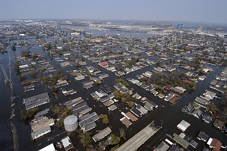 aerial photography of flooded houses thumbnail