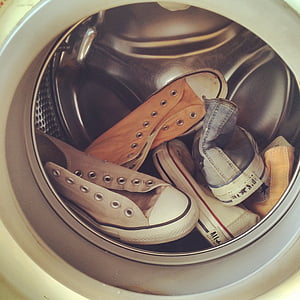 assorted shoe inside beige front-load washer thumbnail