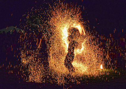 silhouette photo of person holding sparklers thumbnail