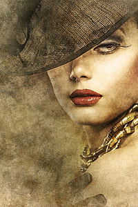 woman wearing black facinator portrait painting thumbnail