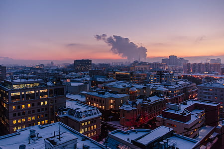 aerial photography of city under sunset thumbnail