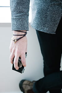 Leather Anchor Bracelet For Men Photo thumbnail