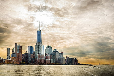 Empire State Building, New York under crepuscular rays thumbnail