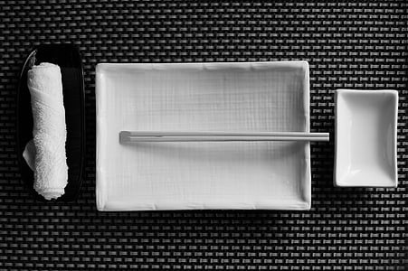 white chopsticks on rectangular white plate thumbnail