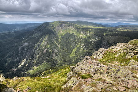 View in to a valley from Snezka Mountainin Krkonose National Park thumbnail