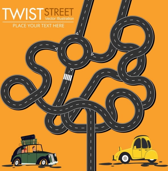 Vacation Banner Twisted Road Design Cars Icons Ai Eps File Free