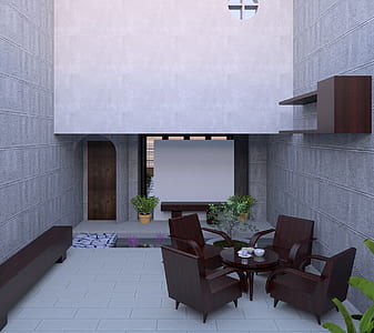 brown wooden patio set at daytime thumbnail