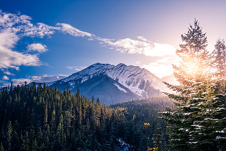 snowy top mountain near forest during daytie thumbnail
