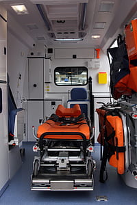 orange and black stretcher inside ambulance thumbnail