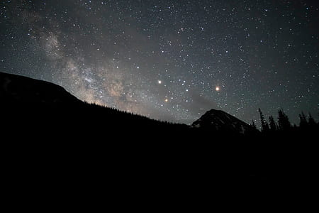 silhouette of mountain under sky full of stars thumbnail