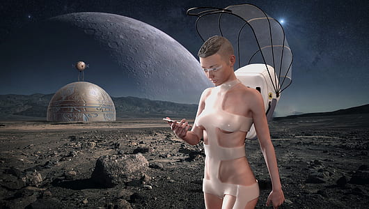 woman on outer space illustration thumbnail