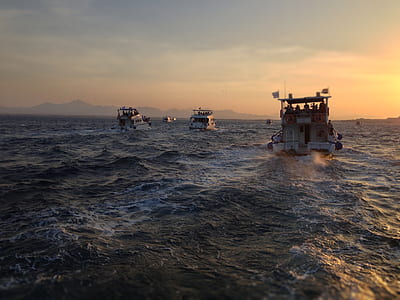 three white yacht on body of water thumbnail