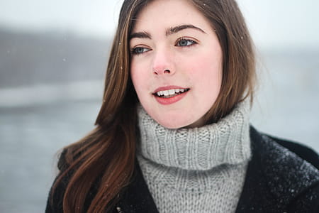 Woman in Grey Knit Sweater thumbnail
