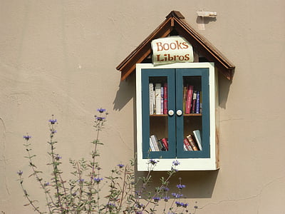 white and gray wooden wall-mount bookcase thumbnail
