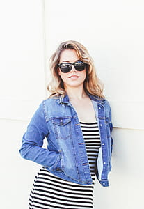 Woman Wearing Blue Denim Jacket thumbnail