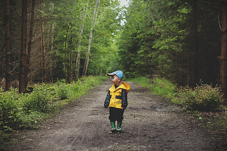 boy's yellow and black hooded jacket in the jungle thumbnail