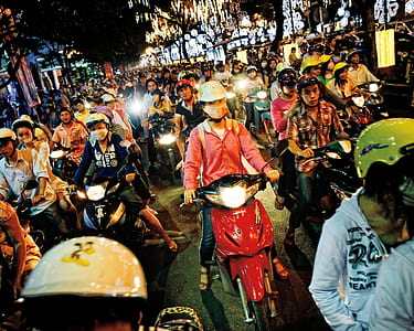 group of motorcycle riders on road thumbnail
