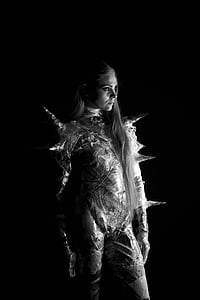 grayscale photography of woman in costume thumbnail