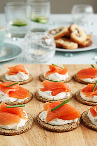 salmon on bread on table thumbnail