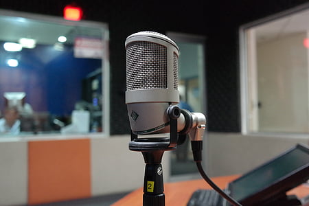 gray condenser microphone on microphone stand thumbnail