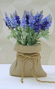 blue and green flowers on pouch pot thumbnail