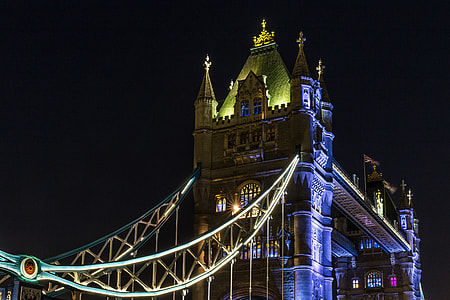 Night-time shot of the famous Tower Bridge on the River Thames in London. Image captured with a Canon 6D DSLR thumbnail