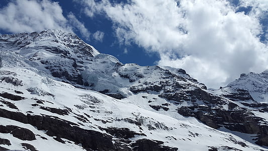 snow-capped mountain under cloudy sky thumbnail