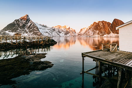mountains with snow and river thumbnail