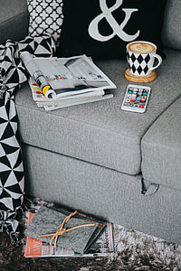 Resting with magazines and cup of coffee thumbnail