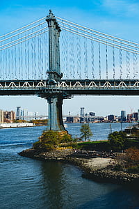 blue bridge above body of water thumbnail