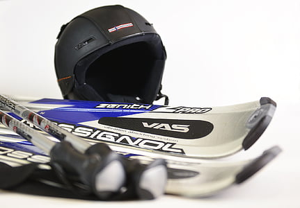 white-and-blue ski equipment on surface thumbnail