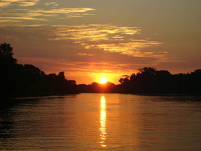 body of water between trees thumbnail