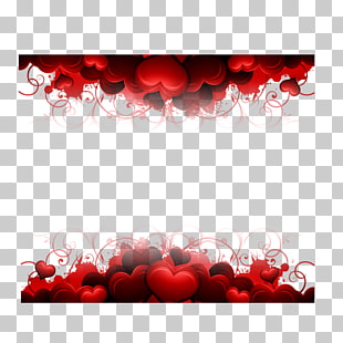 , Hearts border, red hearts frame illustration PNG clipart