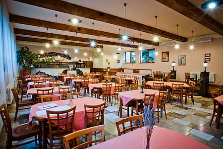 tables with tablecloth and chairs thumbnail