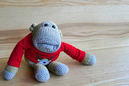 cute, monkey, toy, wear thumbnail