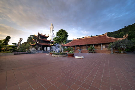 brown pagoda near plants thumbnail