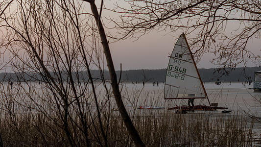 white boat near trees at daytime thumbnail
