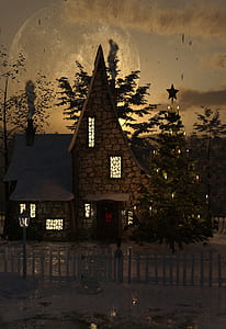 brown and black painted house thumbnail