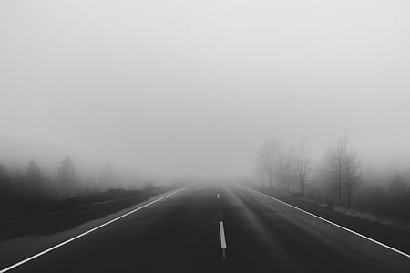 foggy black concrete road thumbnail
