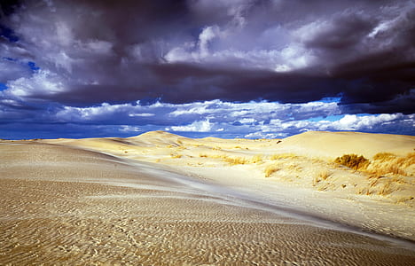 photo of desert under gray sky thumbnail