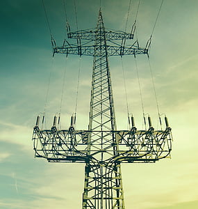 low-angle photography of transmission tower under white and blue sky at daytime thumbnail
